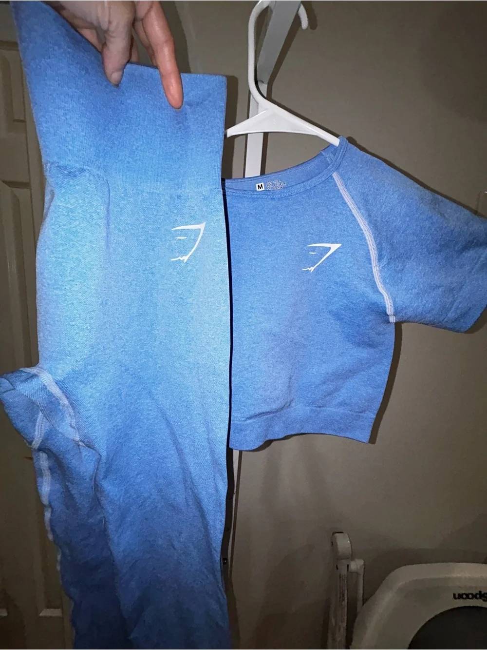 Gymshark Blue Crop Tee and High-Waist Leggings Set